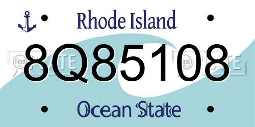 8Q85108 Rhode Island License Plate