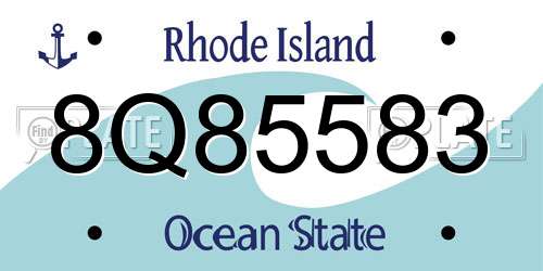 8Q85583 Rhode Island License Plate