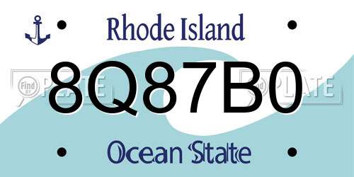 8Q87B0 Rhode Island License Plate
