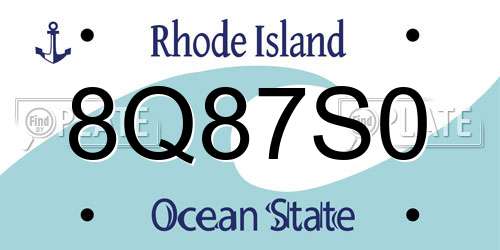 8Q87S0 Rhode Island License Plate