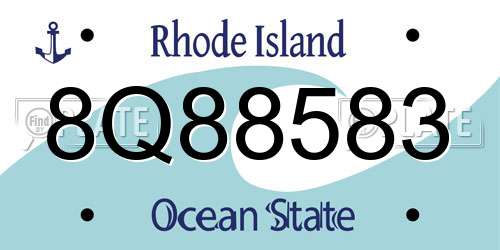 8Q88583 Rhode Island License Plate