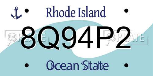 8Q94P2 Rhode Island License Plate