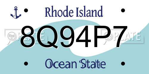 8Q94P7 Rhode Island License Plate