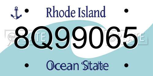 8Q99065 Rhode Island License Plate