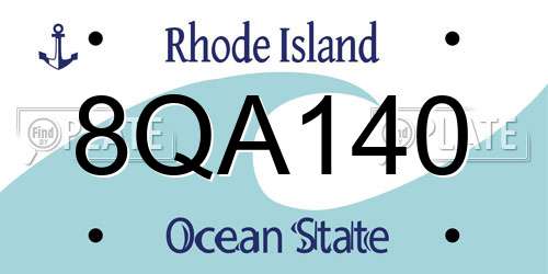 8QA140 Rhode Island License Plate