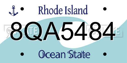 8QA5484 Rhode Island License Plate