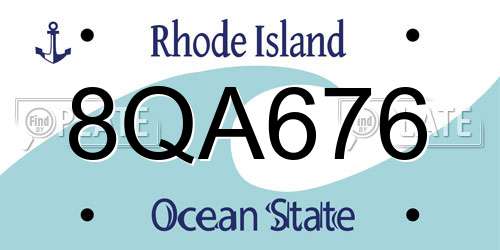8QA676 Rhode Island License Plate