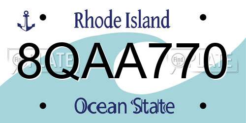 8QAA770 Rhode Island License Plate