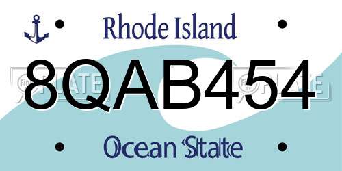 8QAB454 Rhode Island License Plate