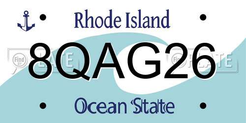 8QAG26 Rhode Island License Plate