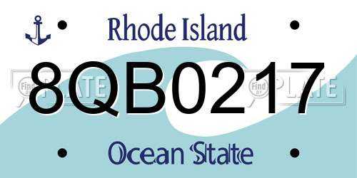8QB0217 Rhode Island License Plate