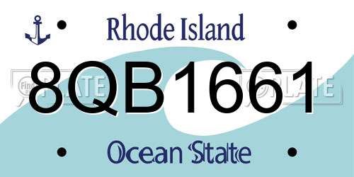 8QB1661 Rhode Island License Plate