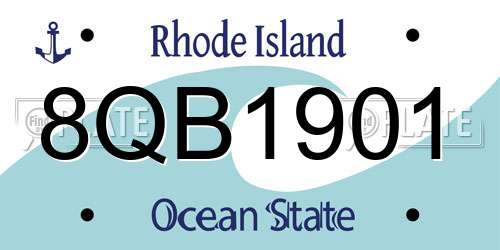 8QB1901 Rhode Island License Plate