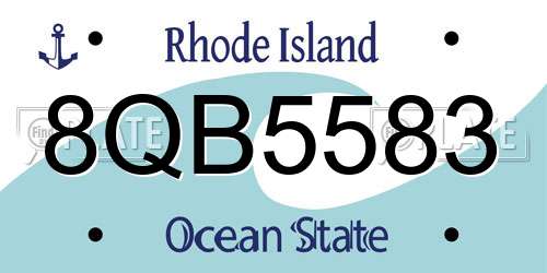8QB5583 Rhode Island License Plate