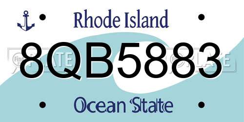 8QB5883 Rhode Island License Plate