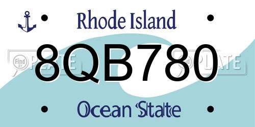 8QB780 Rhode Island License Plate