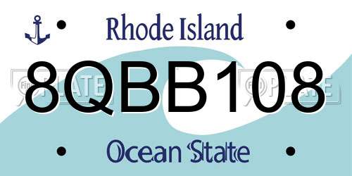 8QBB108 Rhode Island License Plate