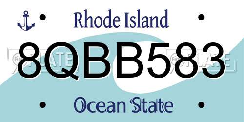 8QBB583 Rhode Island License Plate