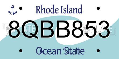 8QBB853 Rhode Island License Plate