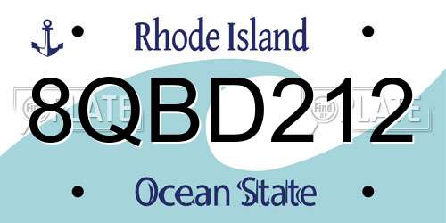 8QBD212 Rhode Island License Plate