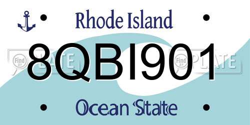 8QBI901 Rhode Island License Plate