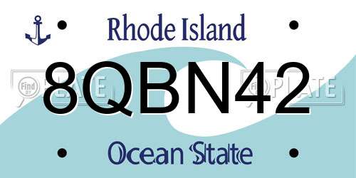8QBN42 Rhode Island License Plate
