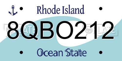 8QBO212 Rhode Island License Plate
