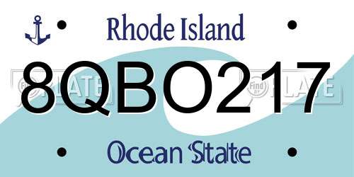 8QBO217 Rhode Island License Plate