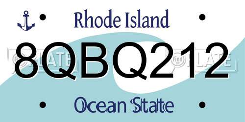 8QBQ212 Rhode Island License Plate