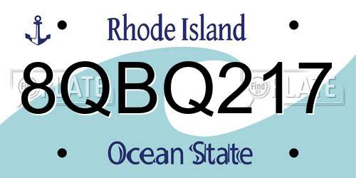 8QBQ217 Rhode Island License Plate