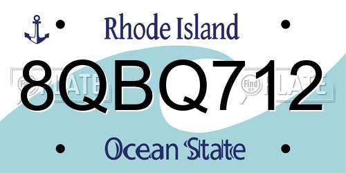 8QBQ712 Rhode Island License Plate