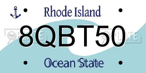 8QBT50 Rhode Island License Plate