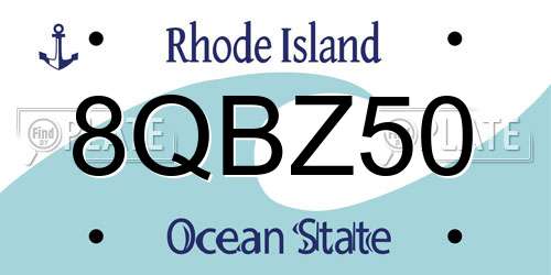 8QBZ50 Rhode Island License Plate