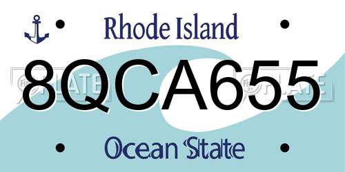 8QCA655 Rhode Island License Plate