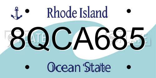 8QCA685 Rhode Island License Plate
