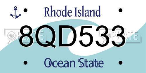 8QD533 Rhode Island License Plate