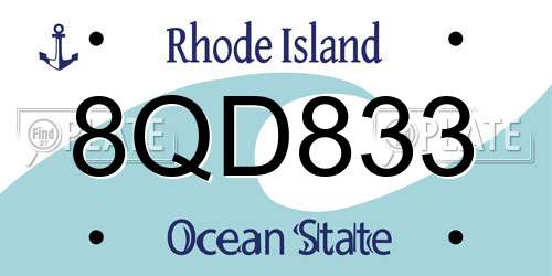 8QD833 Rhode Island License Plate