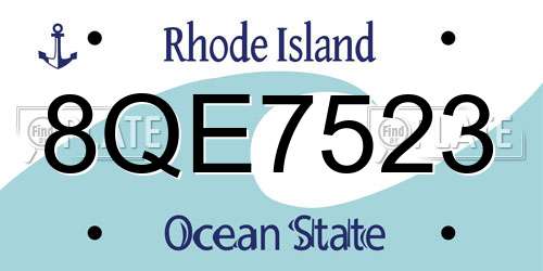 8QE7523 Rhode Island License Plate