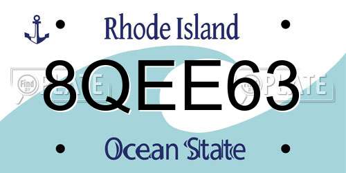 8QEE63 Rhode Island License Plate
