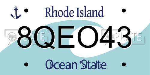 8QEO43 Rhode Island License Plate