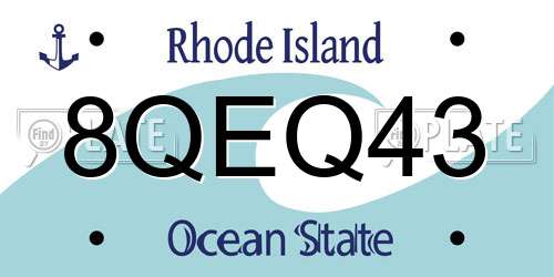 8QEQ43 Rhode Island License Plate