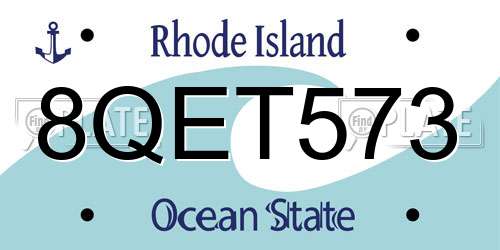 8QET573 Rhode Island License Plate