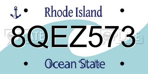 8QEZ573 Rhode Island License Plate