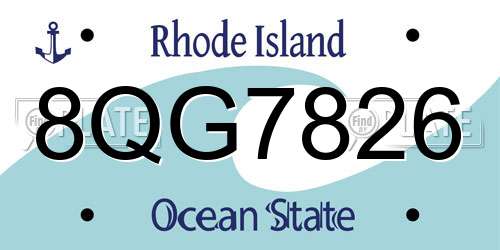 8QG7826 Rhode Island License Plate