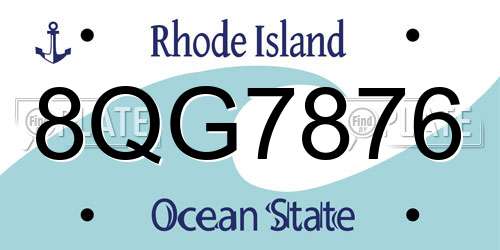 8QG7876 Rhode Island License Plate