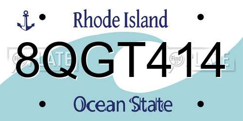 8QGT414 Rhode Island License Plate