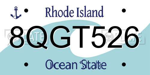 8QGT526 Rhode Island License Plate