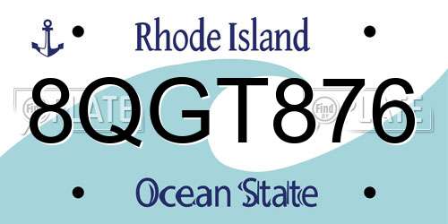 8QGT876 Rhode Island License Plate
