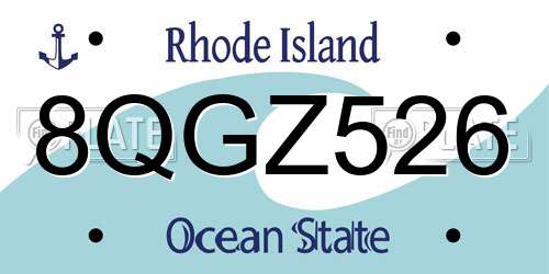 8QGZ526 Rhode Island License Plate