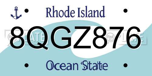 8QGZ876 Rhode Island License Plate